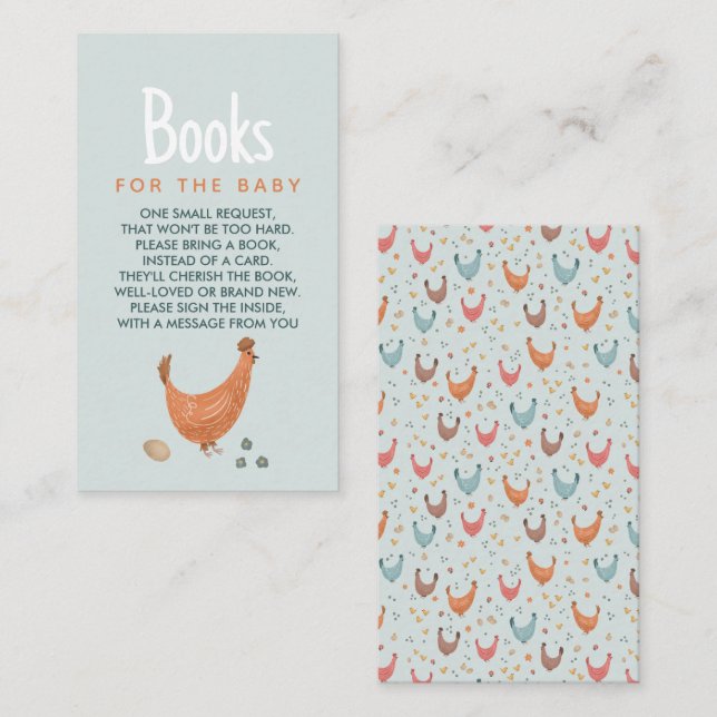 Carte D'accompagnement Cute Blue Farm Livres De Poulet Pour Bébé (Devant / Derrière)