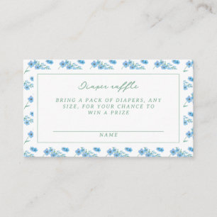 Carte D'accompagnement Cute Blue Floral Motif Baby shower Déchets Raffin