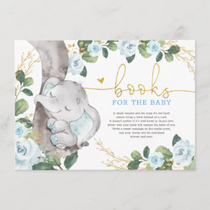 Carte D'accompagnement Cute Blue Gold Floral Elephant Livres pour bébé