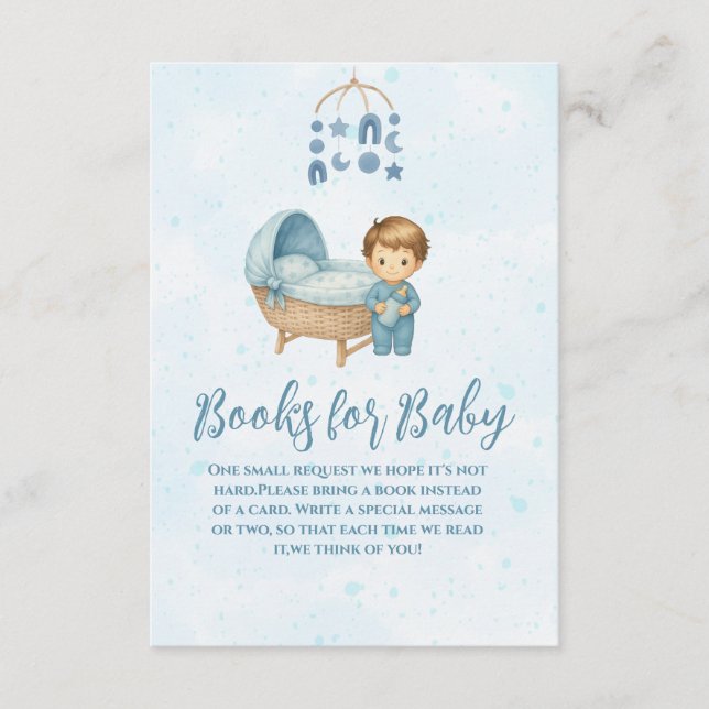 Carte D'accompagnement Cute Blue Mobile Lit bébé livres pour bébé (Devant)