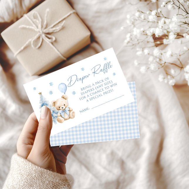 Carte D'accompagnement Cute Blue Winter Teddy Ours Bébé Garçon Déchets Ra (Créateur téléchargé)