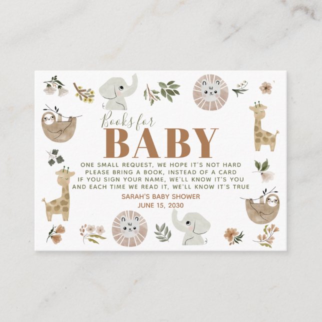Carte D'accompagnement Cute Boho Safari Anamials Livres Pour Bébé (Devant)