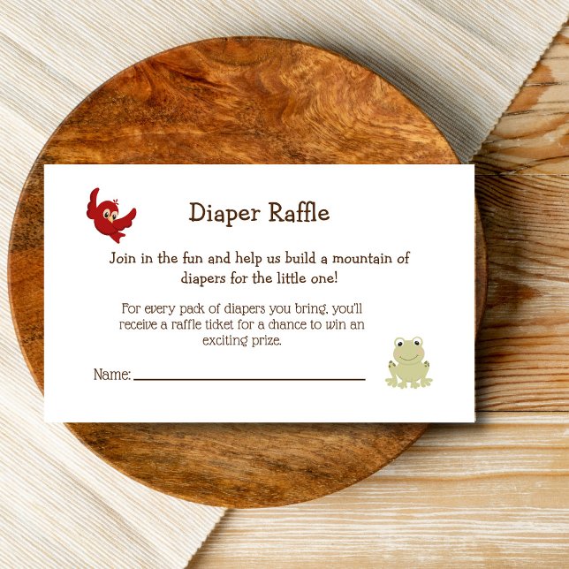 Carte D'accompagnement Cute Bois Animaux Baby shower Déchets Raffle (Woodland baby shower enclosure card diaper raffle)