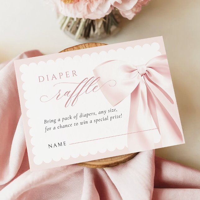 Carte D'accompagnement Cute Bow Diaper Raffle (Créateur téléchargé)