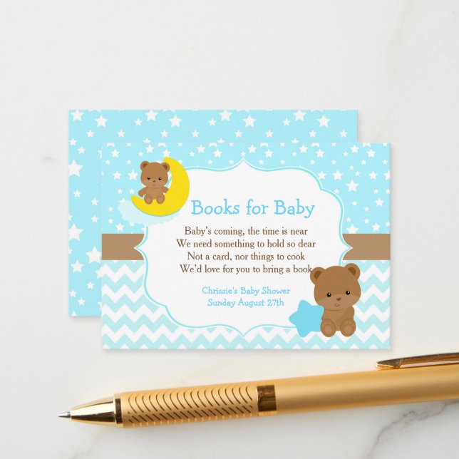 Carte D'accompagnement Cute Boy Bears Réserver Demande de Baby shower (Devant/Arrière en situation)