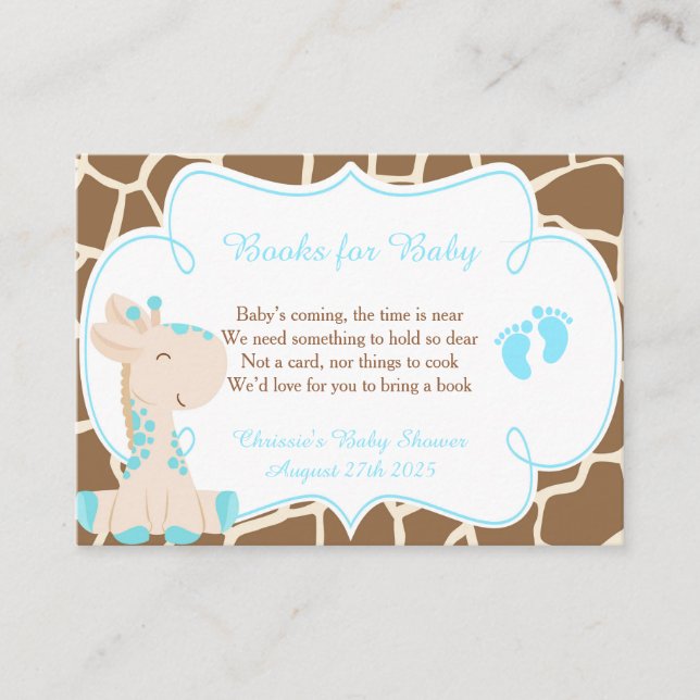 Carte D'accompagnement Cute Boy Giraffe Demande de Baby shower (Devant)