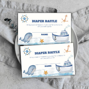 Carte D'accompagnement Cute Boy Whale Sailboat Diaper Baby shower de raff