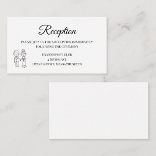 Carte D'accompagnement Cute Bride Groom Noir Blanc Mariage Réception