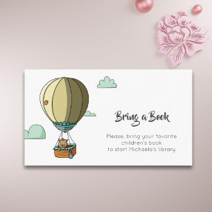 Carte D'accompagnement Cute Cat Hot Air Balloon Apportez un livre
