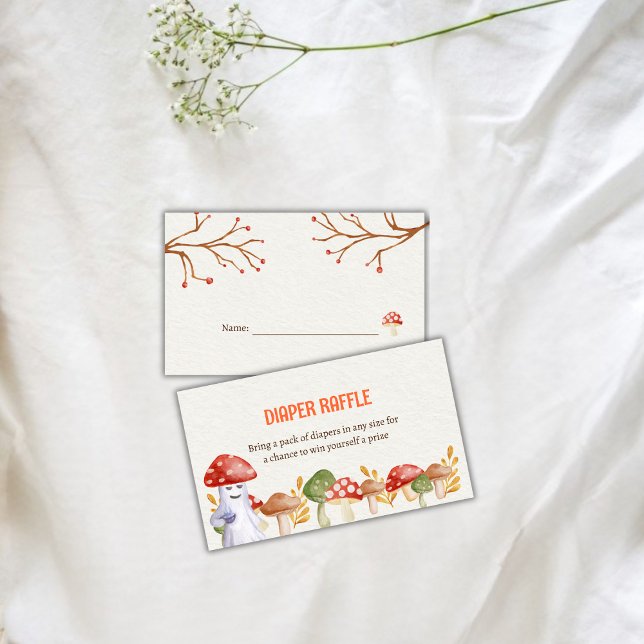 Carte D'accompagnement Cute Champignons Fantôme Halloween Raffin de couch (Cute Ghost Mushroom Halloween Diaper Raffle Enclosure Card)
