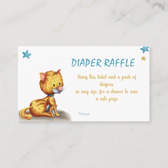 Carte D'accompagnement Cute Chat Blue Diaper Raffle (Devant)