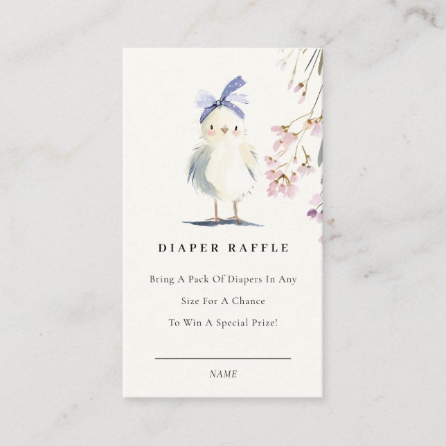 Carte D'accompagnement Cute Chick Farm Floral Diaper Raffle Baby Shower (Devant)