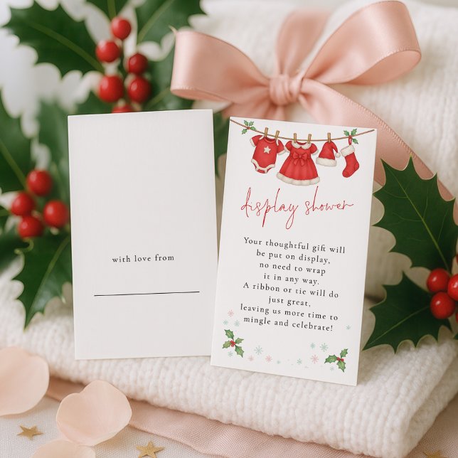 Carte D'accompagnement Cute Christmas Clothesline Display Baby Shower (Créateur téléchargé)