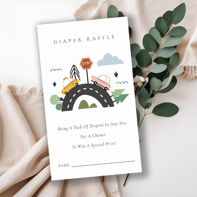 Carte D'accompagnement Cute City Urban Vehicle Diaper Baby shower de raff (Créateur téléchargé)