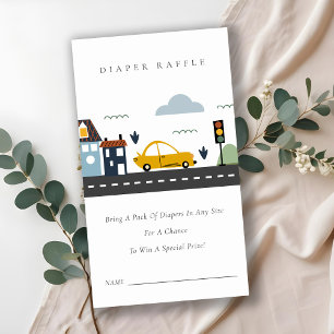 Carte D'accompagnement Cute City Urban Vehicle Diaper Baby shower de raff