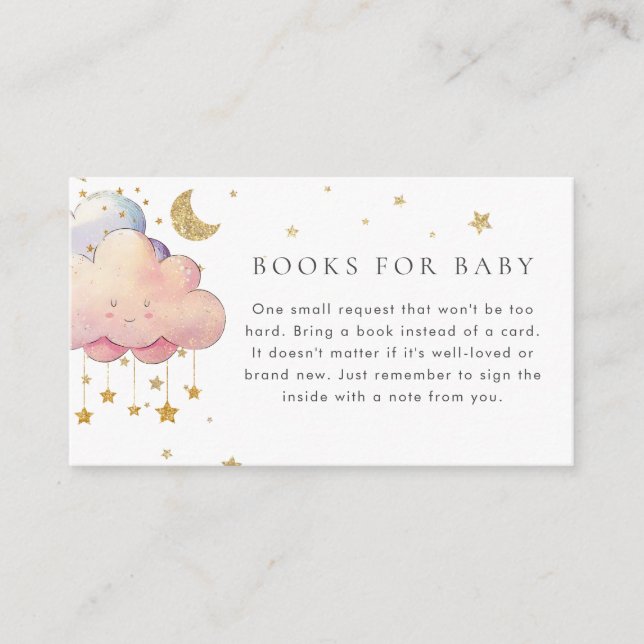 Carte D'accompagnement Cute Cloud Star Baby showers Livres pour bébé (Devant)