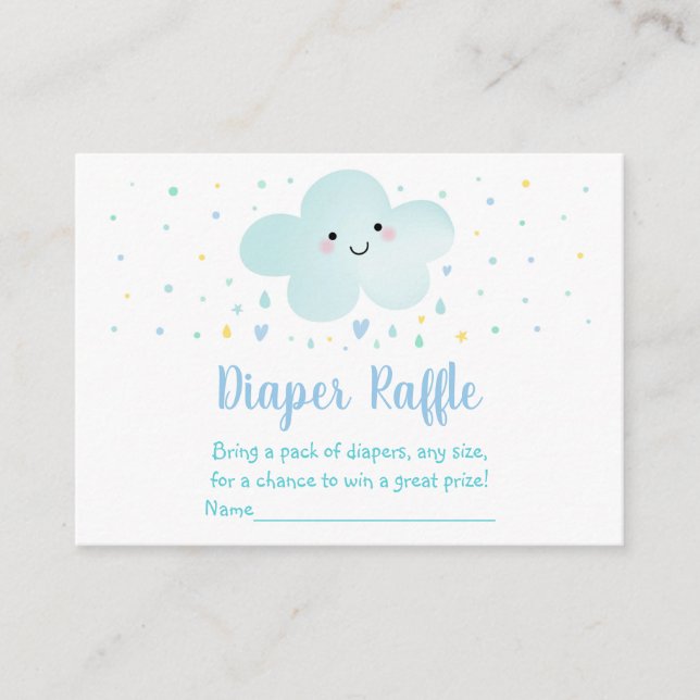 Carte D'accompagnement Cute Cloud Stars Blue Baby shower Diaper Raffle (Devant)