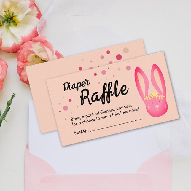 Carte D'accompagnement Cute Coral rose Pastel Bunny Party Raffle (Créateur téléchargé)