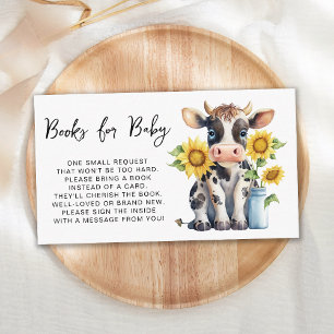 Carte D'accompagnement Cute Cow Sunflower Farm Baby showers Livres Pour B