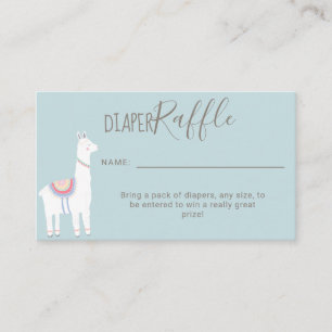 Carte D'accompagnement Cute Diaper Raffle Llama Baby shower Brown Bleu