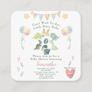 Carte D'accompagnement Cute Dinosaur Aquarelle Baby shower Rose Détails
