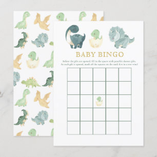 Carte D'accompagnement Cute Dinosaur Baby shower Jeu Baby Bingo