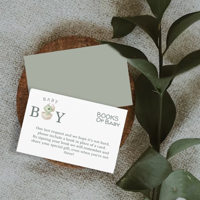 Carte D'accompagnement Cute Dinosaur Books for Baby Boy Shower Enclosure  (Créateur téléchargé)