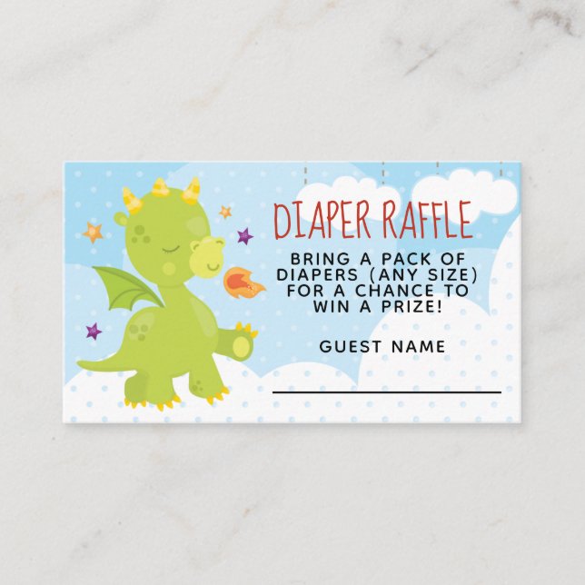 Carte D'accompagnement Cute dragon Baby shower Déchets Raffle (Devant)