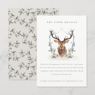 Carte D'accompagnement Cute Elegant Deer Floral Crest Détails du Mariage