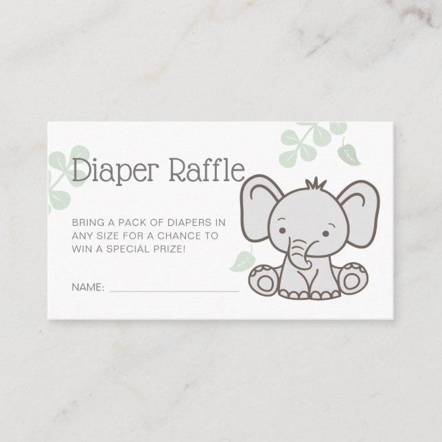 Carte D'accompagnement Cute Elephant Baby shower Déchets Raffle (Devant)