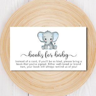 Carte D'accompagnement Cute Elephant Bleu Livres Pour Baby shower