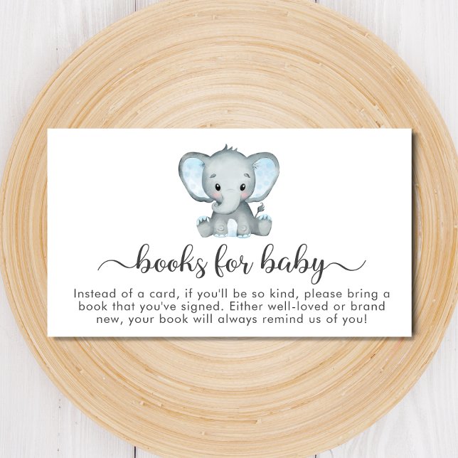 Carte D'accompagnement Cute Elephant Bleu Livres Pour Baby shower (Créateur téléchargé)
