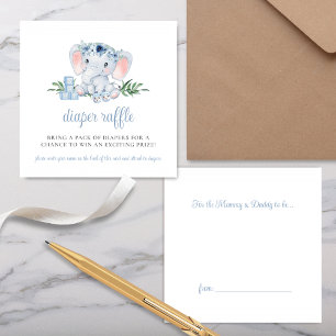 Carte D'accompagnement Cute Elephant Blue Boy Baby shower Déchets Raffle