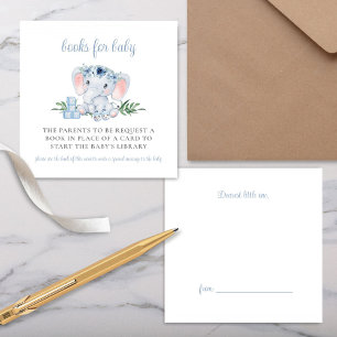 Carte D'accompagnement Cute Elephant Blue Boy Baby shower Demande de rése