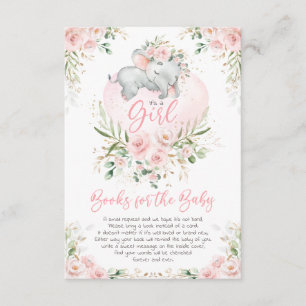 Carte D'accompagnement Cute Elephant Blush Gold Floral Livres pour bébé