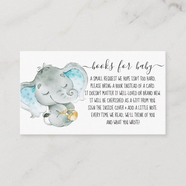 Carte D'accompagnement Cute Elephant Boy Book Demande de Baby shower (Devant)