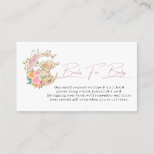 Carte D'accompagnement Cute Elephant Floral Moon Baby shower Demande de r