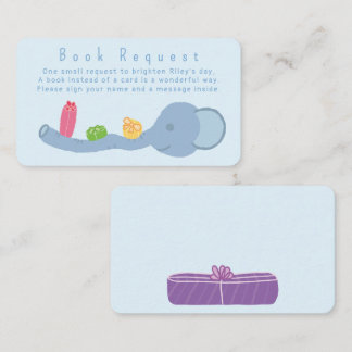 Carte D'accompagnement Cute Elephant & Gifts "Book Request" Enclosure Car