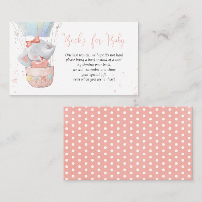 Carte D'accompagnement Cute Elephant Girl Books for Baby Card (Devant / Derrière)