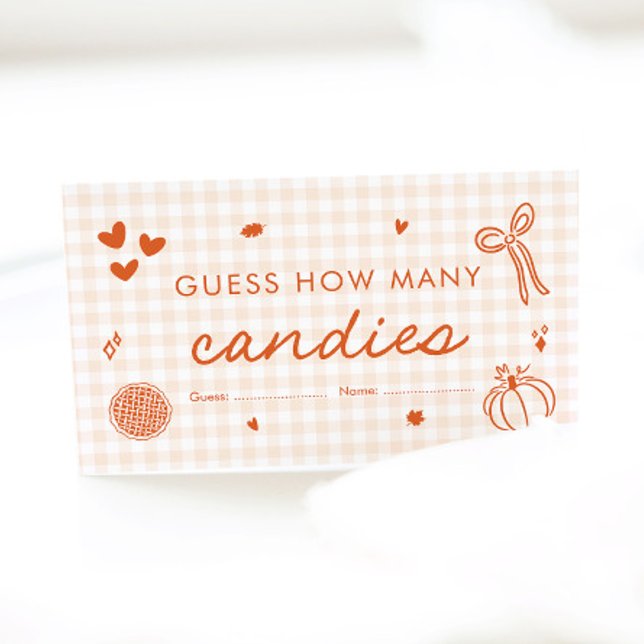 Carte D'accompagnement Cute Fall Cutie Pie Devinez Combien De Candies Jeu (Hand Drawn Cute Fall Cutie Pie Guess How Many Candies Game)