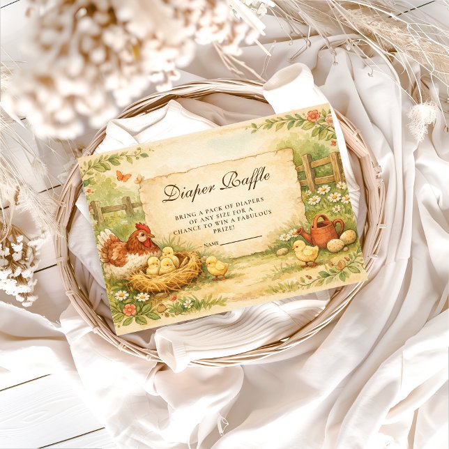 Carte D'accompagnement Cute Farm Chicks Baby Shower Diapper Raffle (Créateur téléchargé)
