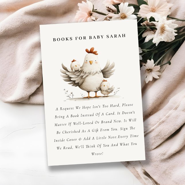 Carte D'accompagnement Cute Farm Mum and Baby Chick Books For Baby Shower (Créateur téléchargé)