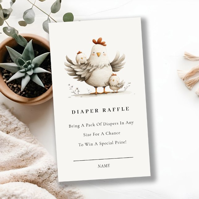 Carte D'accompagnement Cute Farm Mum Baby Chick Diaper Raffle Baby Shower (Créateur téléchargé)