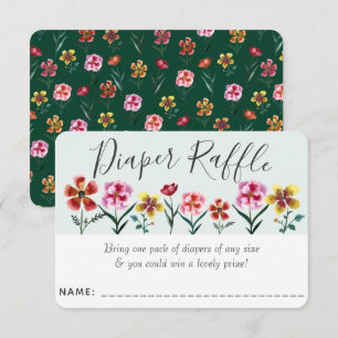 Carte D'accompagnement Cute Floral Couple's Baby shower Diaper Raffle