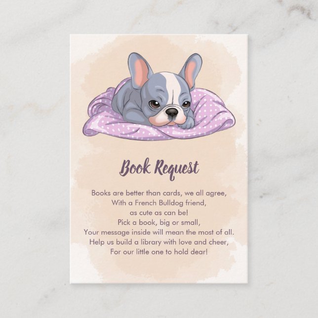 Carte D'accompagnement Cute French Bulldog Pup Blanche Rose Demande de ré (Devant)