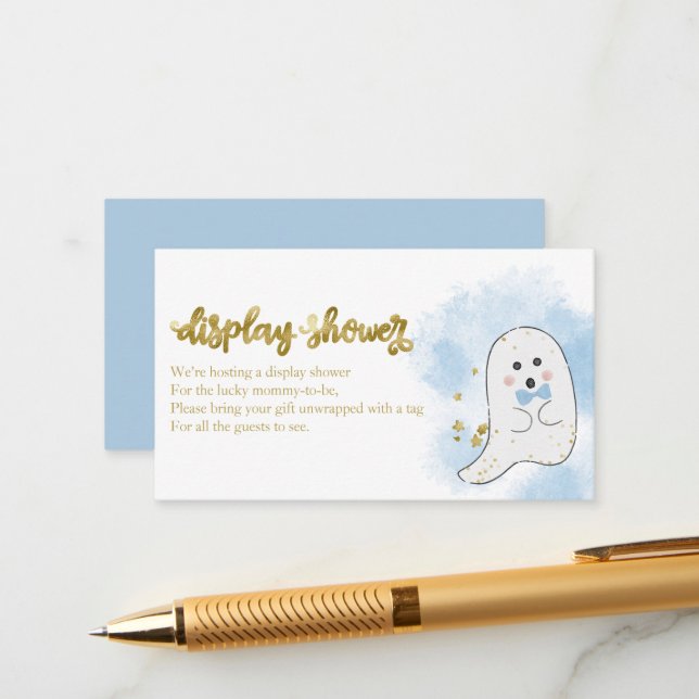 Carte D'accompagnement Cute Ghost Halloween Baby shower Écran Douche En (Devant/Arrière en situation)