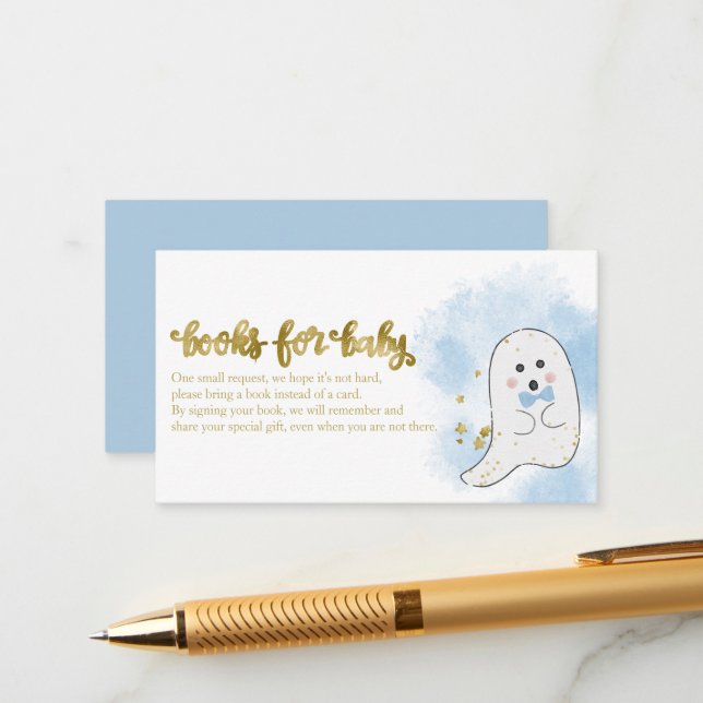 Carte D'accompagnement Cute Ghost Halloween Baby showers Livres Pour Bébé (Devant/Arrière en situation)