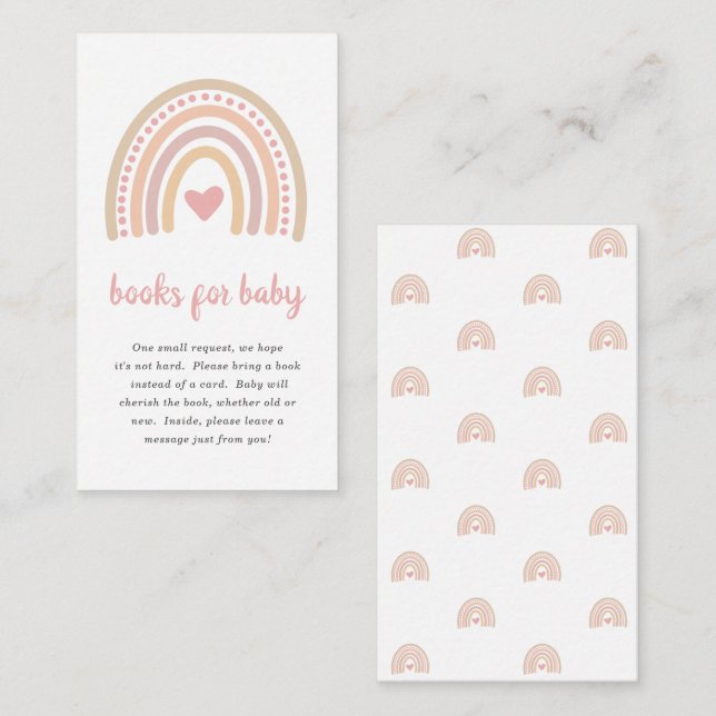 Carte D'accompagnement Cute Girl Boho Rainbow Books for Baby Baby shower (Devant / Derrière)