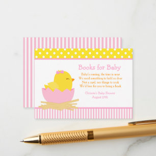 Carte D'accompagnement Cute Girl Chick Book Demande de Baby shower
