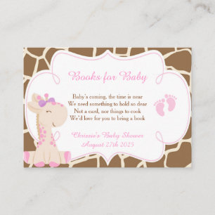 Carte D'accompagnement Cute Girl Giraffe Livre Demande de Baby shower